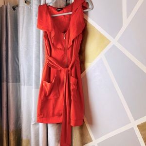 Bebe Orange Dress with Gold Zipper Detail